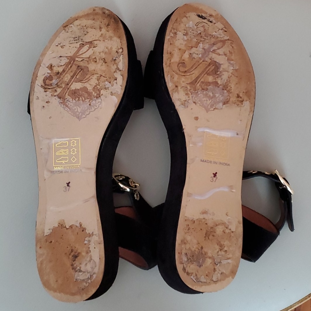 Free People Black Platform Ankle-Strap Sandals - Picture 7 of 8